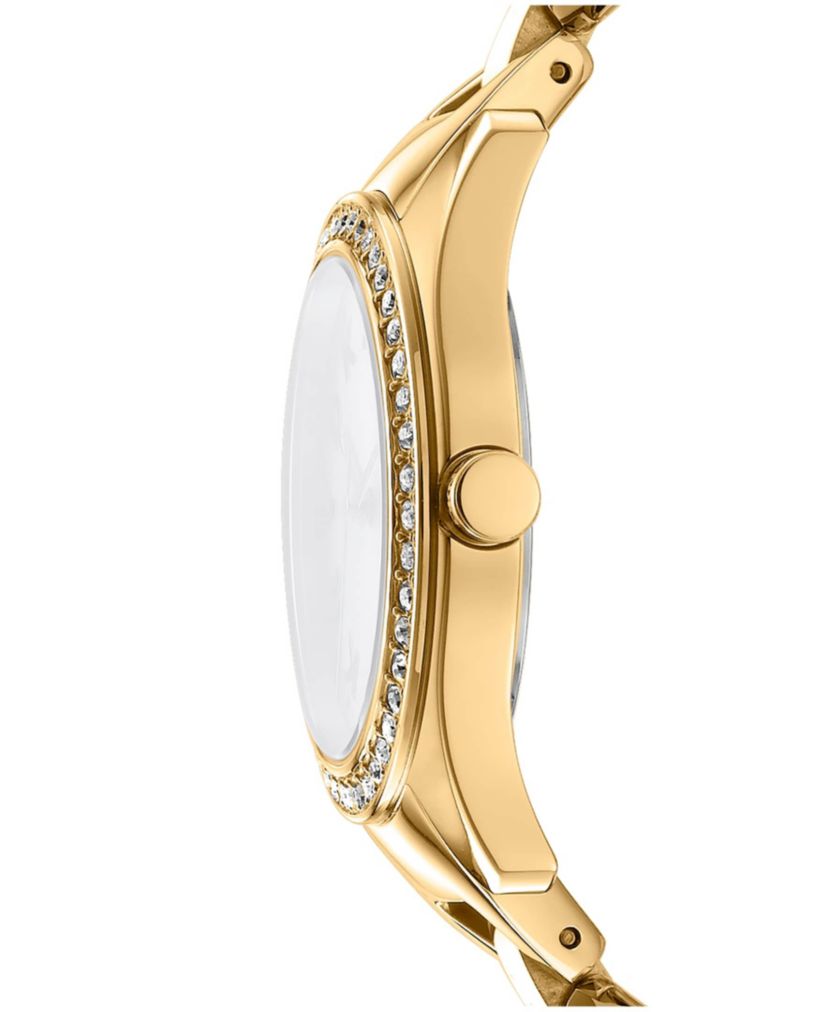 Womens Astoria Midi Glitz Silver Dark Green Dial Gold-Tone Stainless Steel Bracelet Watch