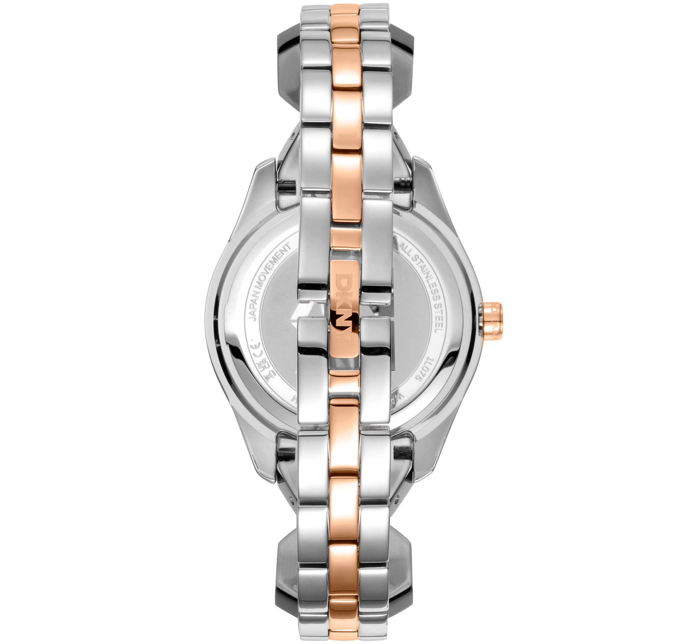 DKNY Two-Tone Rose Gold and Silver Bracelet Watch with White Dial Buy DKNY Chambers Midi Analog Plain 3-Hands Japanese  main image 2