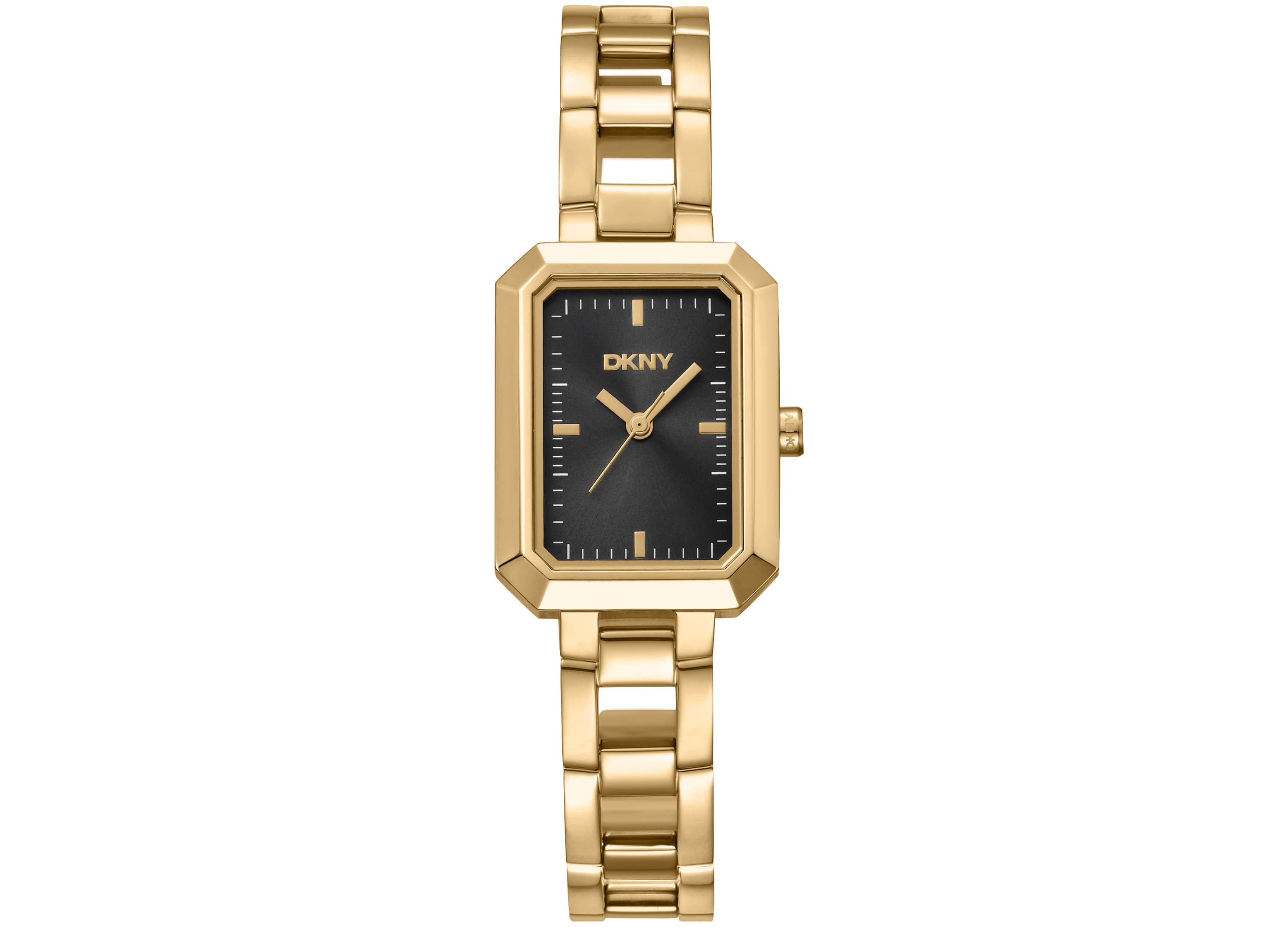 Womens Uptown Midi Black Dial Gold-Tone Stainless Steel Bracelet Watch