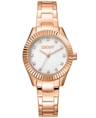 DKNY Women's Chambers Glitz Silver Dial Stainless Steel Bracelet Watch