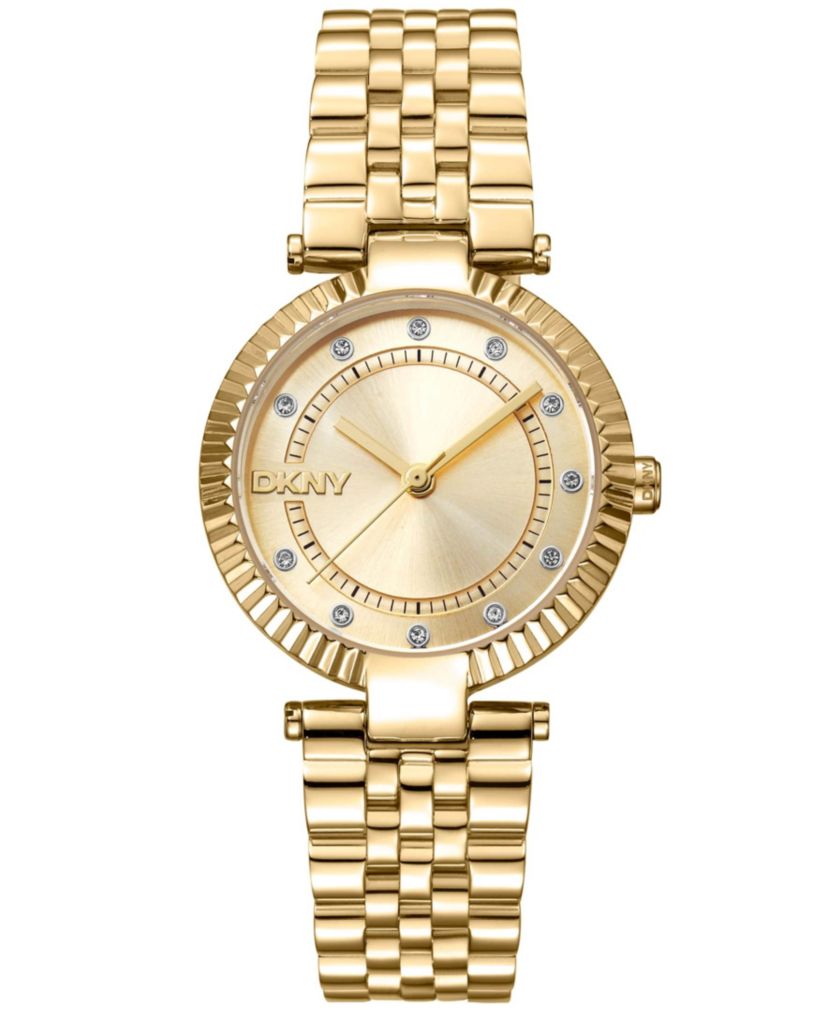 Womens Essential Glitz Champagne Dial Gold-Tone Stainless Steel Bracelet Watch