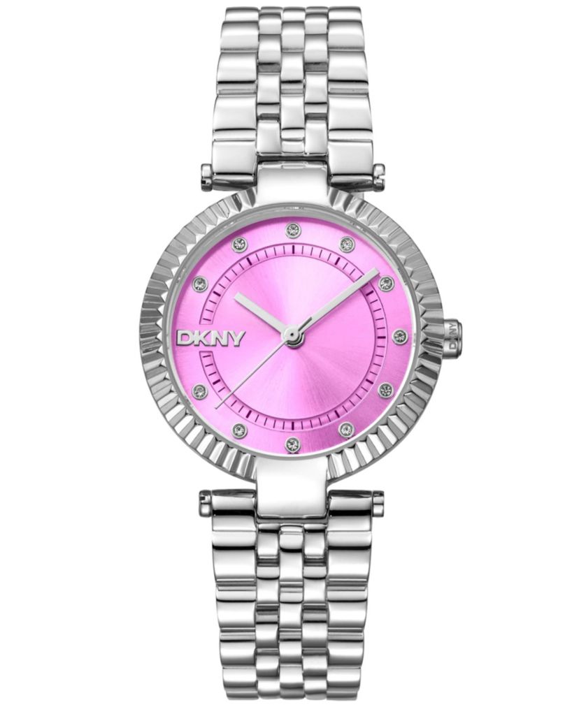Womens Essential Glitz Pink Dial Stainless Steel Bracelet Watch