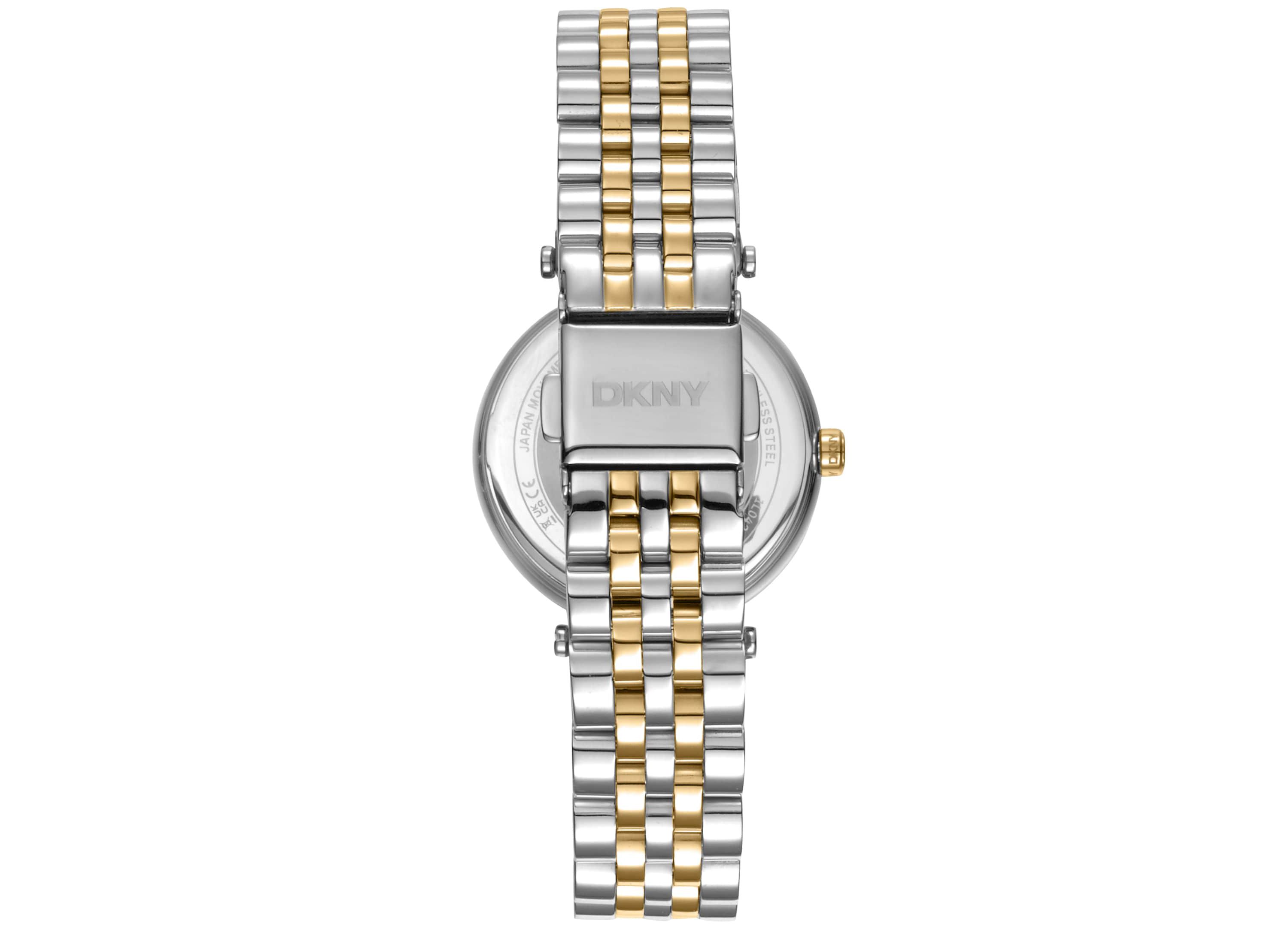 Womens Essential Glitz Silver Dial Red Gold-Two-Tone Stainless Steel Bracelet Watch