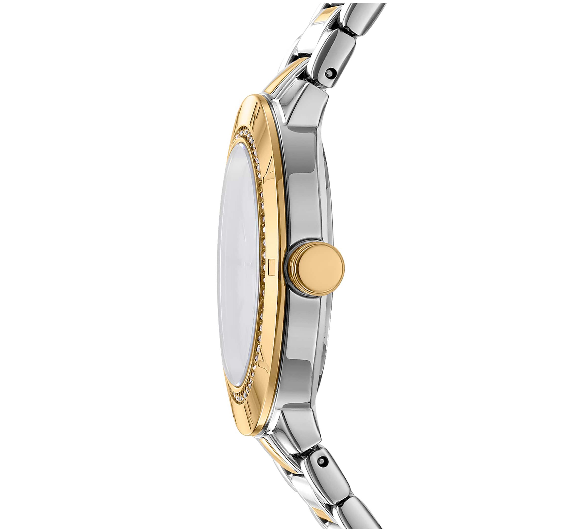 Womens Eastside Logo Silver Dial Gold Two-Tone Stainless Steel Bracelet Watch
