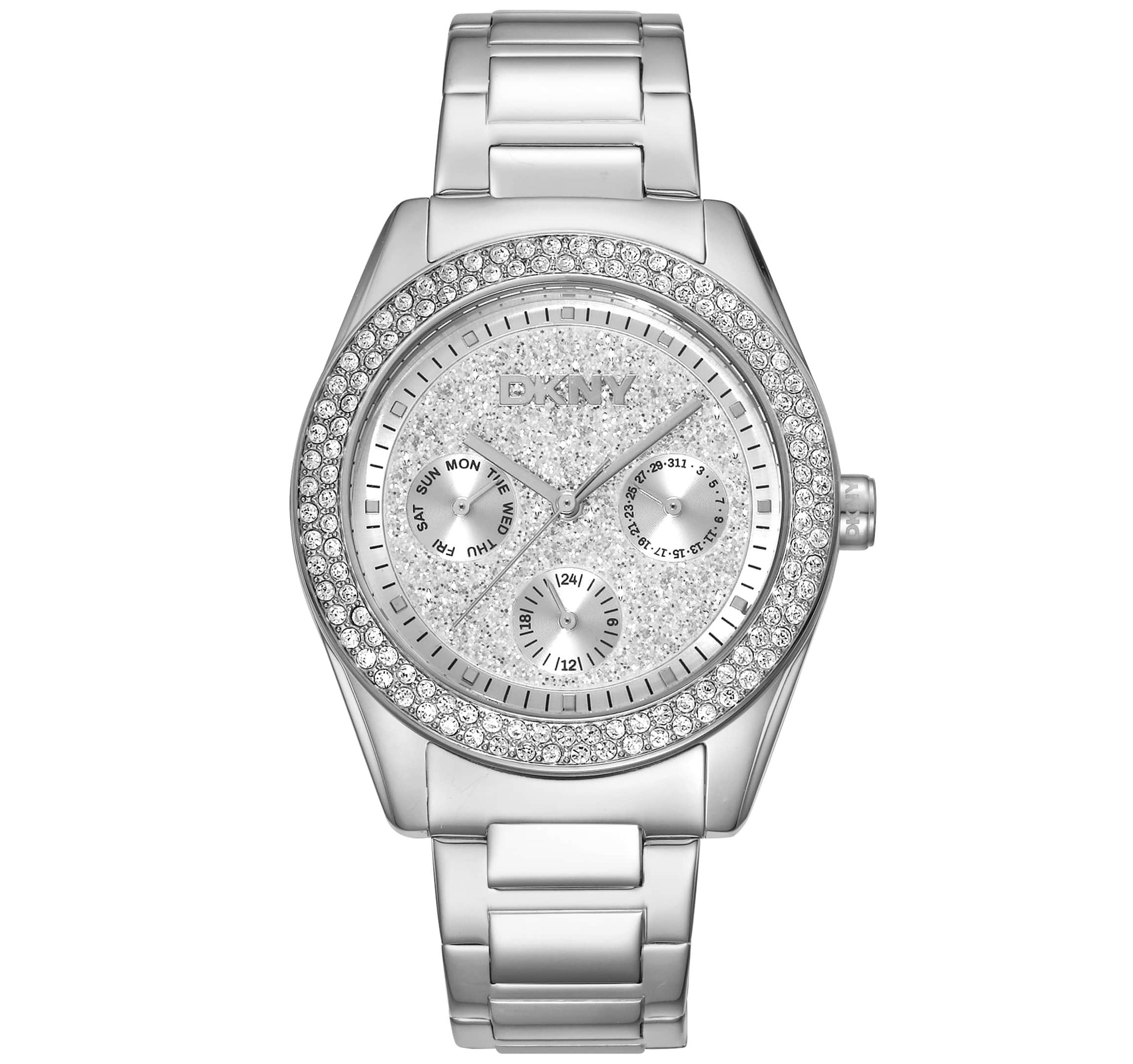 Womens Chambers Multi Function Chronograph Silver Powder Dial Stainless Steel Bracelet Watch