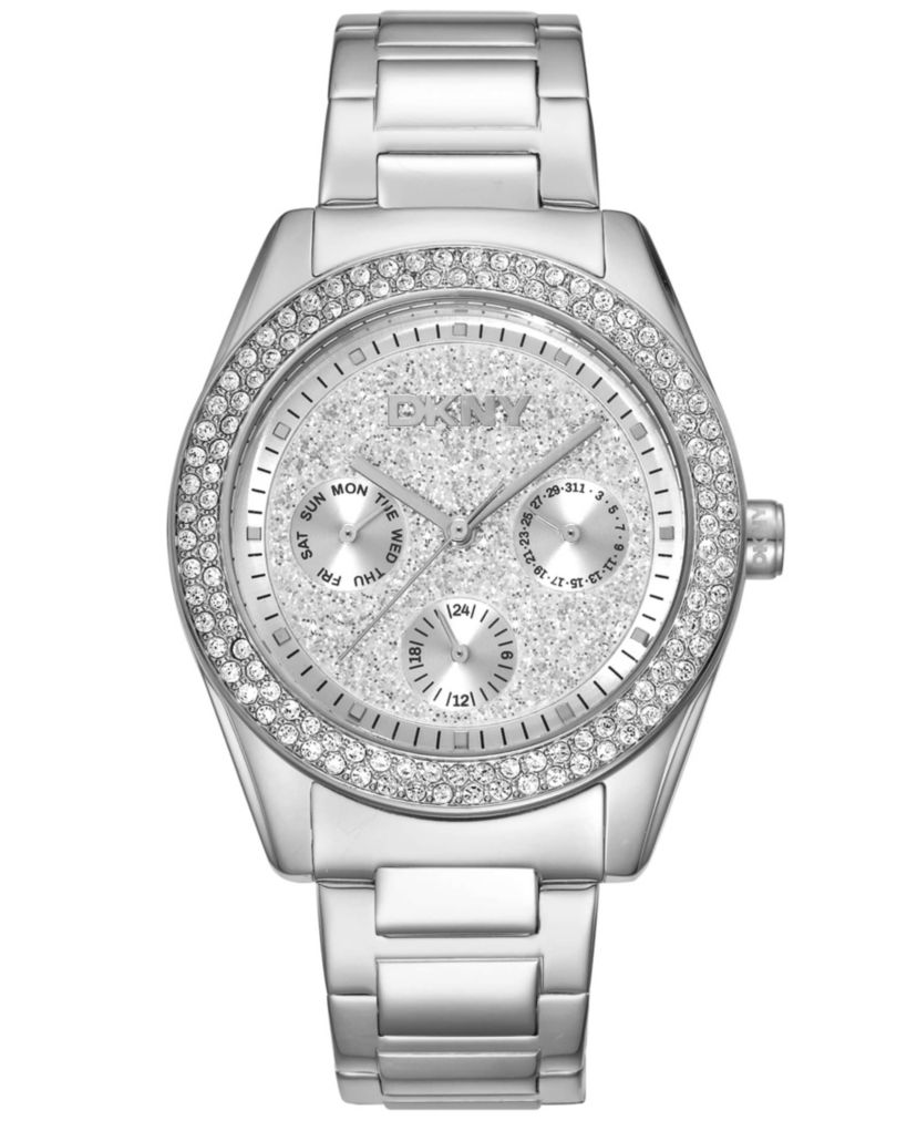 Womens Chambers Multi Function Chronograph Silver Powder Dial Rose Gold-Tone Stainless Steel Bracelet Watch