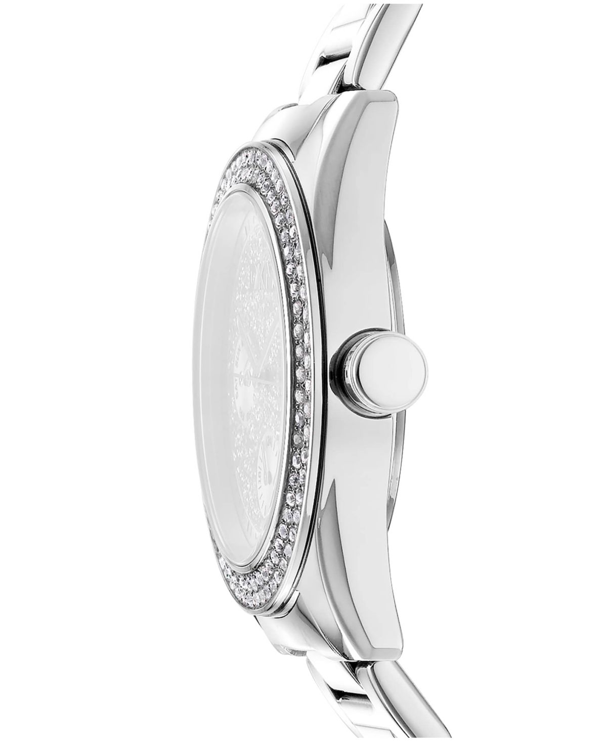 Womens Chambers Multi Function Chronograph Silver Powder Dial Gold-Tone Stainless Steel Bracelet Watch
