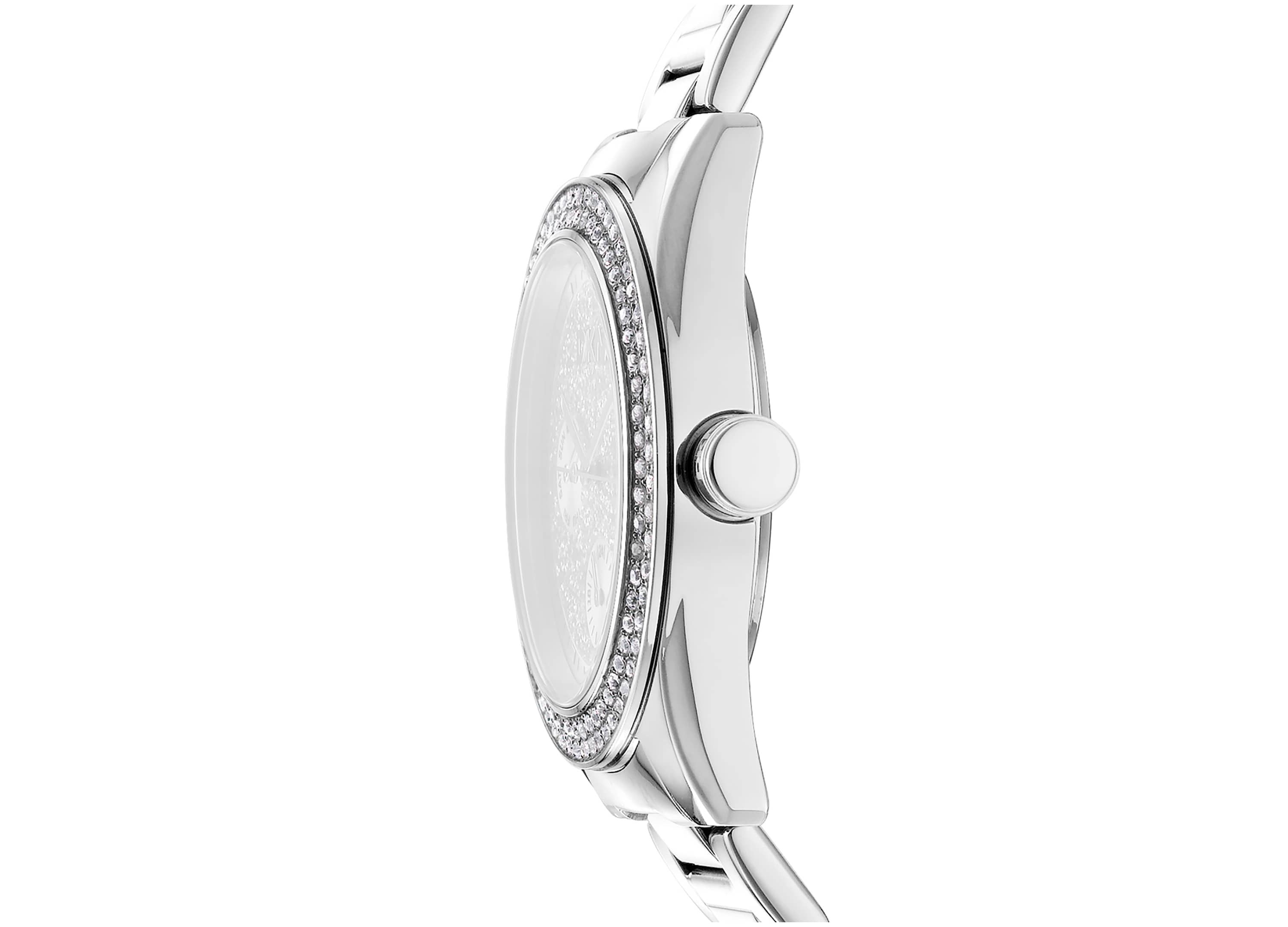 Womens Chambers Multi Function Chronograph Silver Powder Dial Rose Gold-Tone Stainless Steel Bracelet Watch