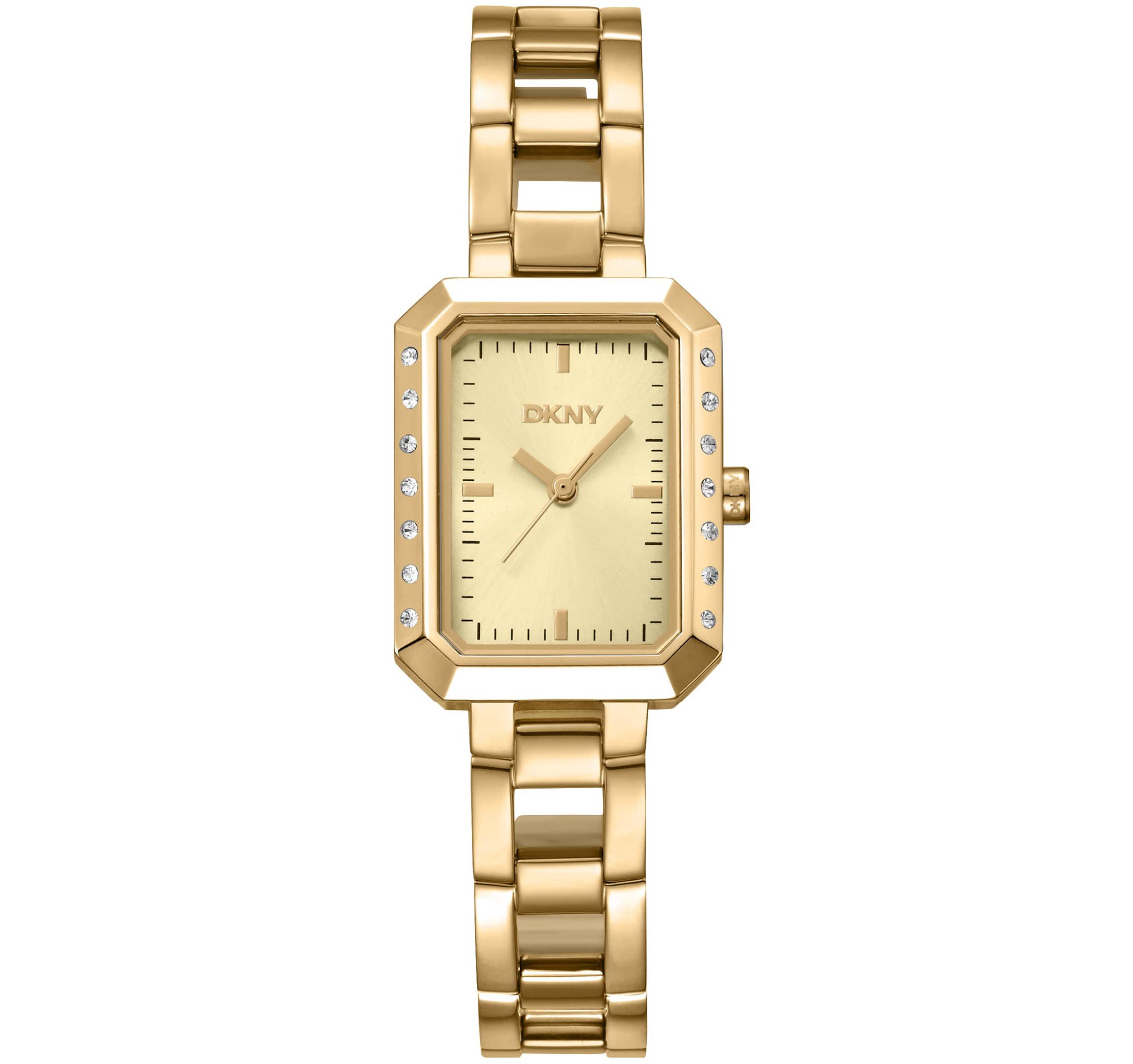 Womens Uptown Glitz Champagne Dial Gold-Tone Stainless Steel Bracelet Watch