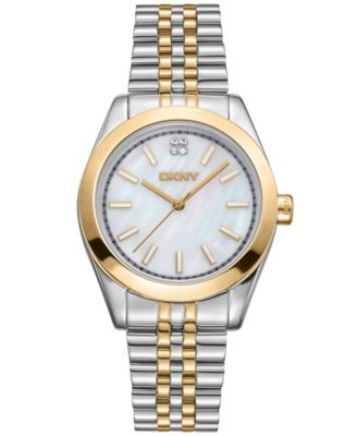 DKNY Women's Nolita Midi White MOP Dial Rose Gold-Two-Tone Stainless Steel Bracelet Watch