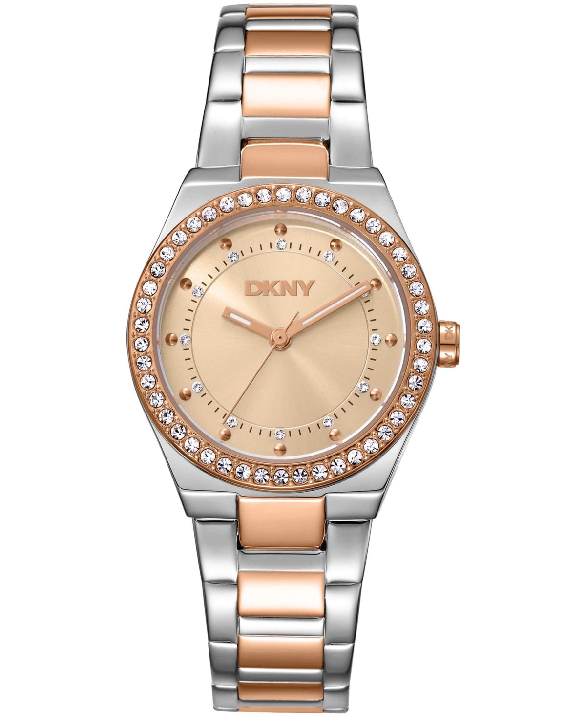 DKNY DKNY Women's Rose Gold Dial Crystal Dial Markers Crystal Bezel Two ...