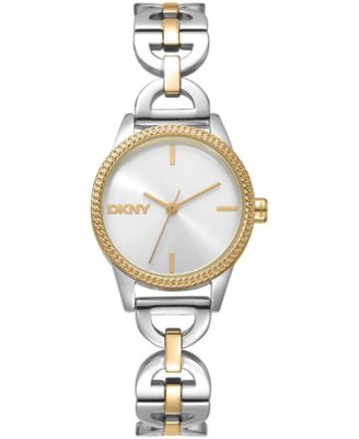 DKNY Women's Open Link Silver Dial Two-Tone Stainless Steel Bracelet Watch 26mm