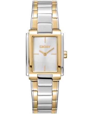 DKNY Women's Silver Dial Two-Tone Gold Stainless Steel Bracelet Watch 23 x 30mm 30M
