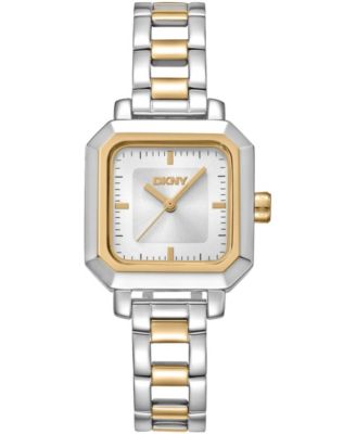 DKNY Women's Silver Dial Open Link Two-Tone Gold Stainless Steel Bracelet Watch 27 x 27mm 30M