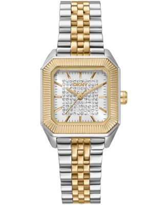 DKNY Women's Signature Shape Silver Dial Two-Tone Stainless Steel Bracelet Watch 27x34mm