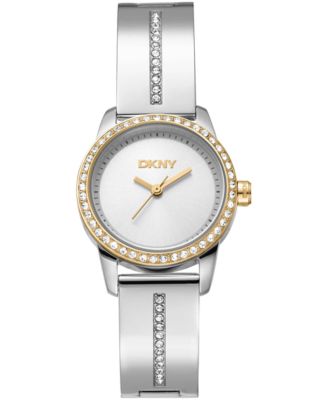 DKNY Women's Half Bangle Silver Dial Two-Tone Stainless Steel Watch 28mm