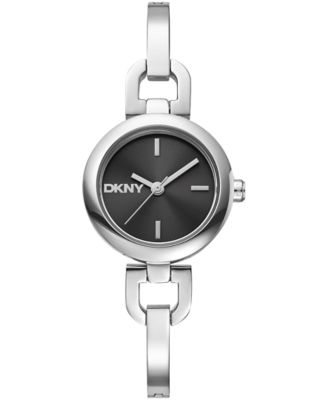 DKNY Womens Half Bangle Black Dial Stainless Steel Watch 26mm