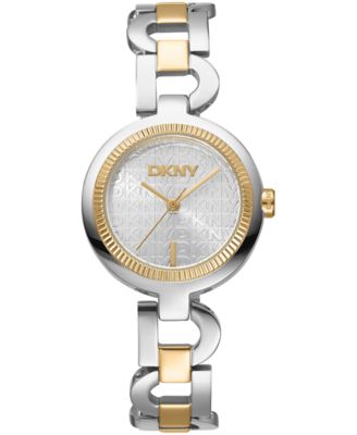 DKNY Women's Open Link Silver Dial Two-Tone Stainless Steel Bracelet Watch 28mm
