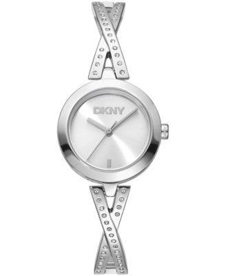 DKNY Womens Half Bangle Silver Dial Stainless Steel Watch 26mm
