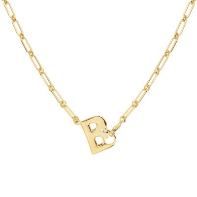 Athra Luxe Gold Plated 18" Cubic Zirconia Initial Chunky Chain Necklace, 18 in