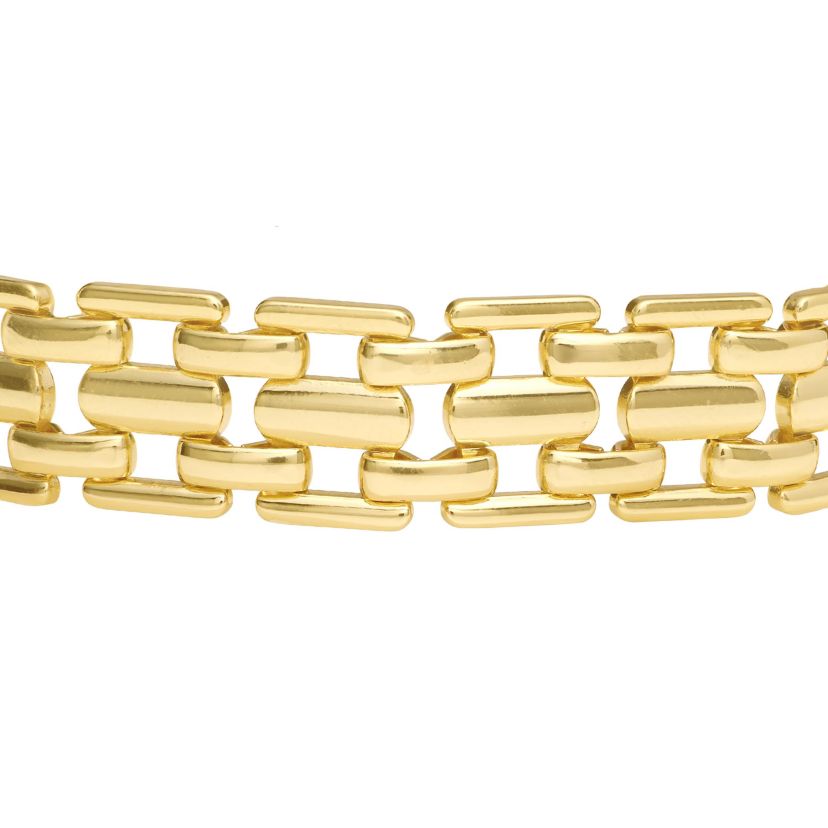 Gold Plated 7" +1" Thick Tile Chain Bracelet