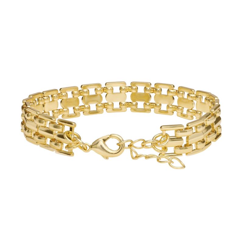 Gold Plated 7" +1" Thick Tile Chain Bracelet