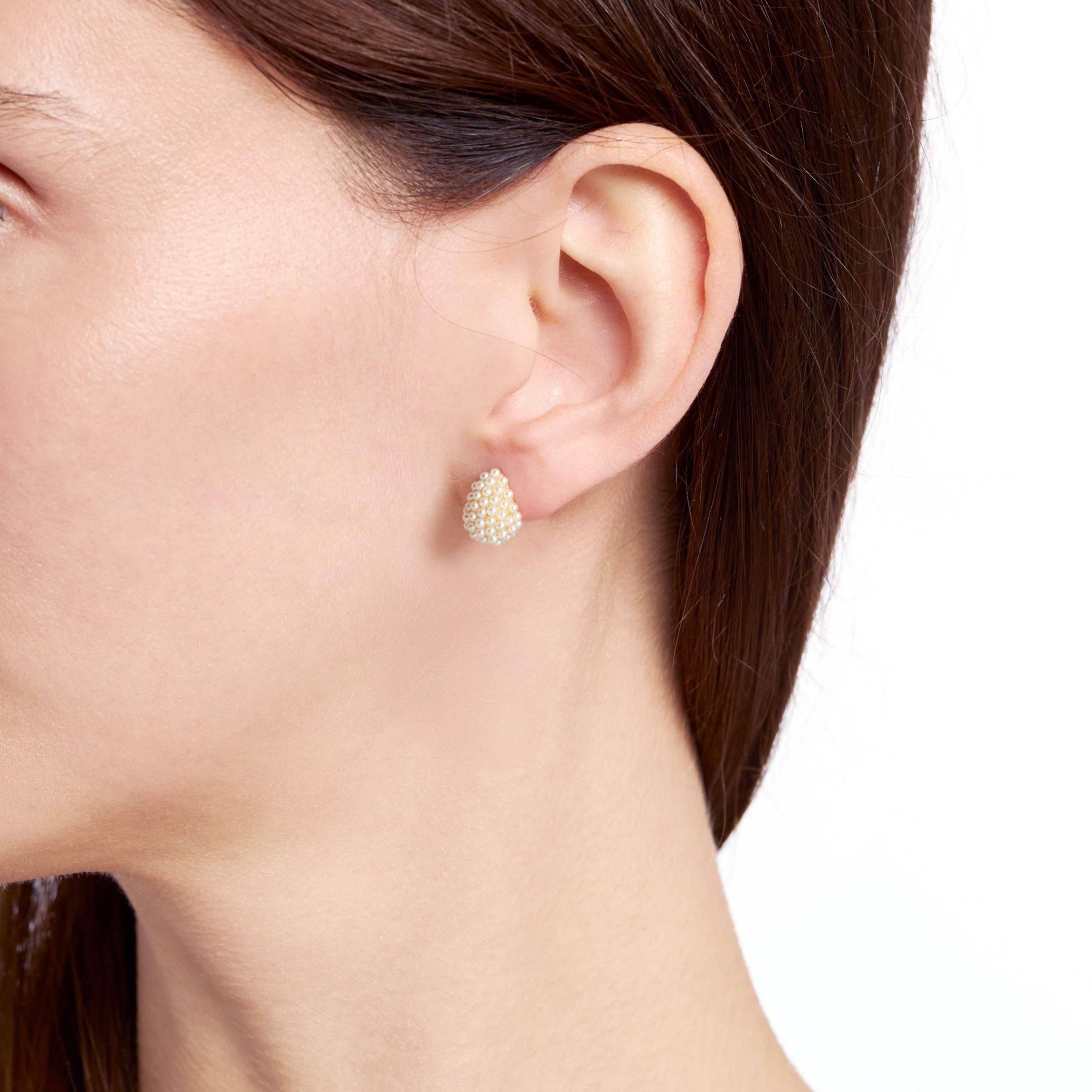 Gold Plated Simulated Pearl Dome Stud Earrings