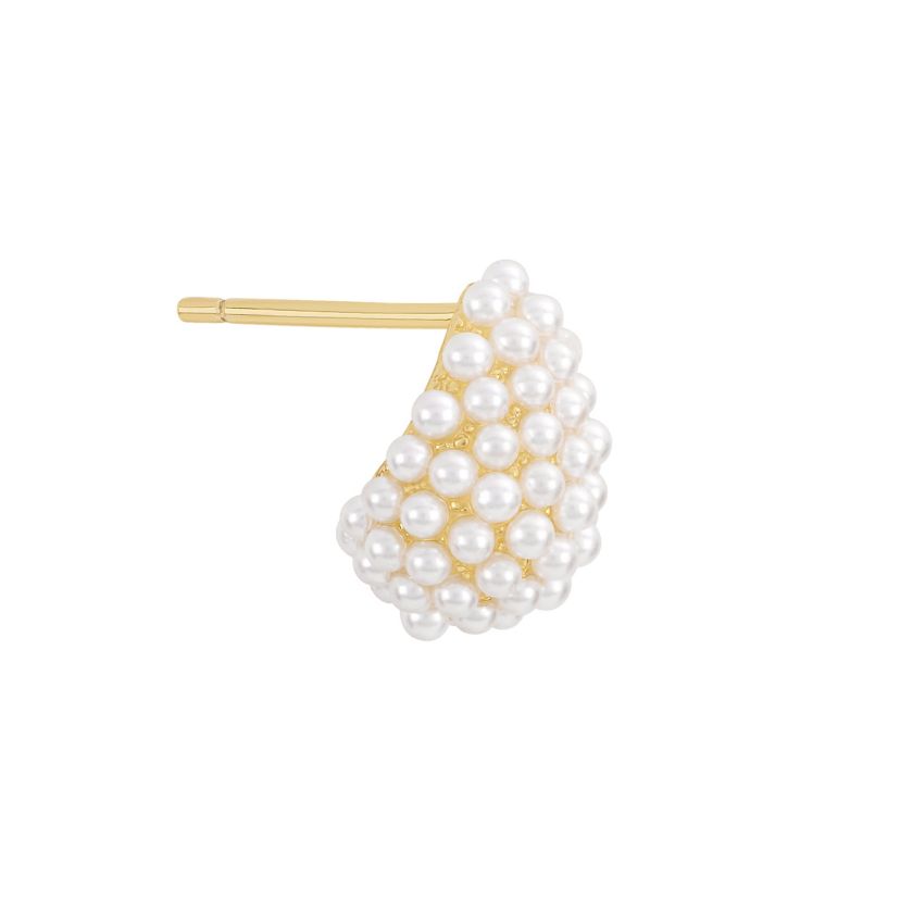 Gold Plated Simulated Pearl Dome Stud Earrings