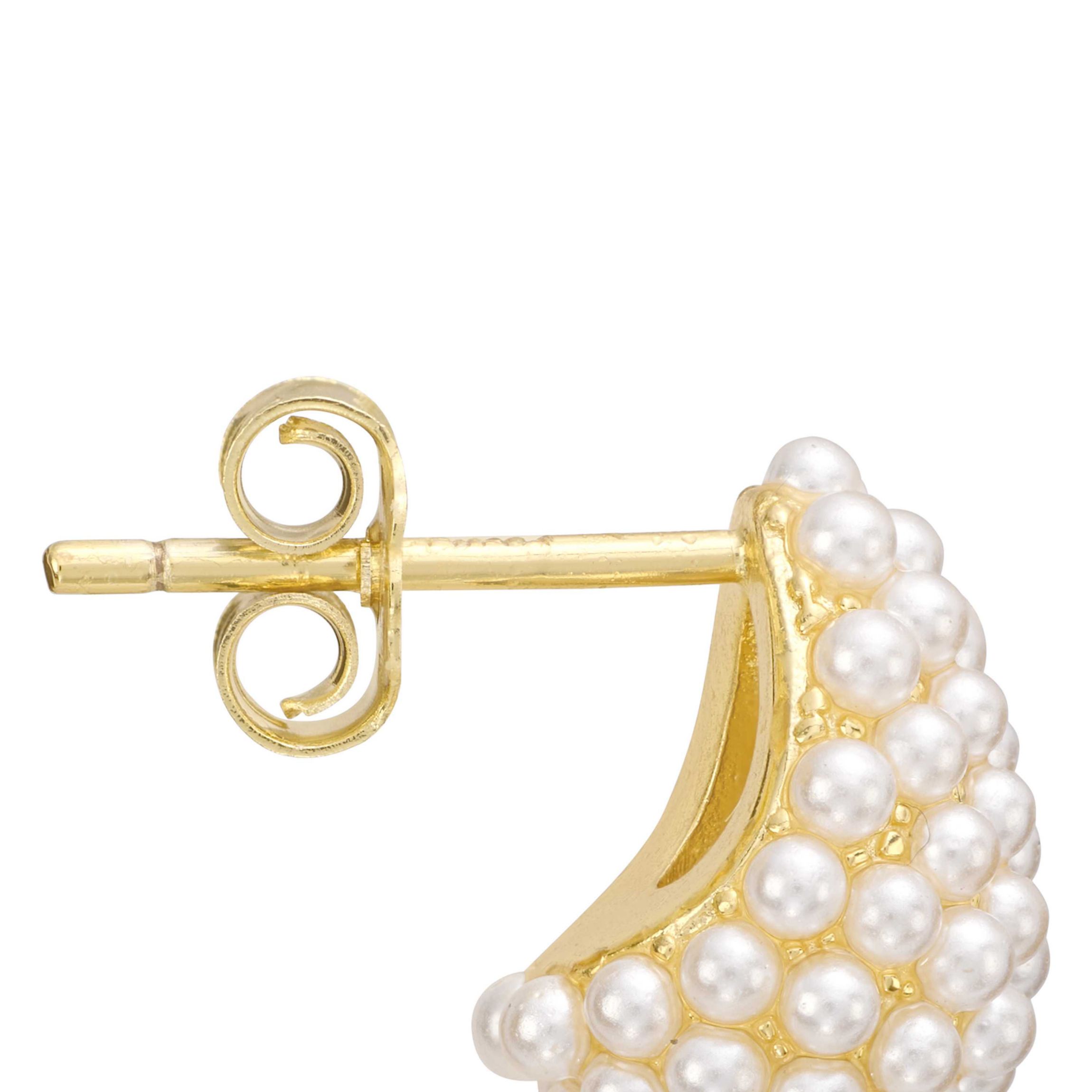 Gold Plated Simulated Pearl Dome Stud Earrings
