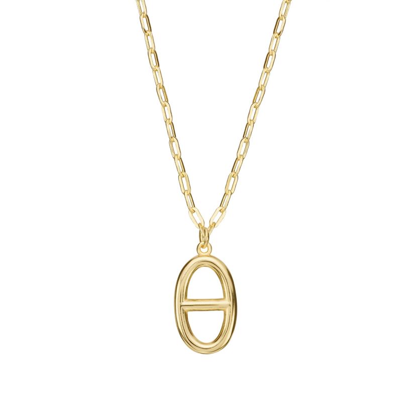 Gold Plated 16" + 2" Long Oval Marina Link Paperclip Necklace