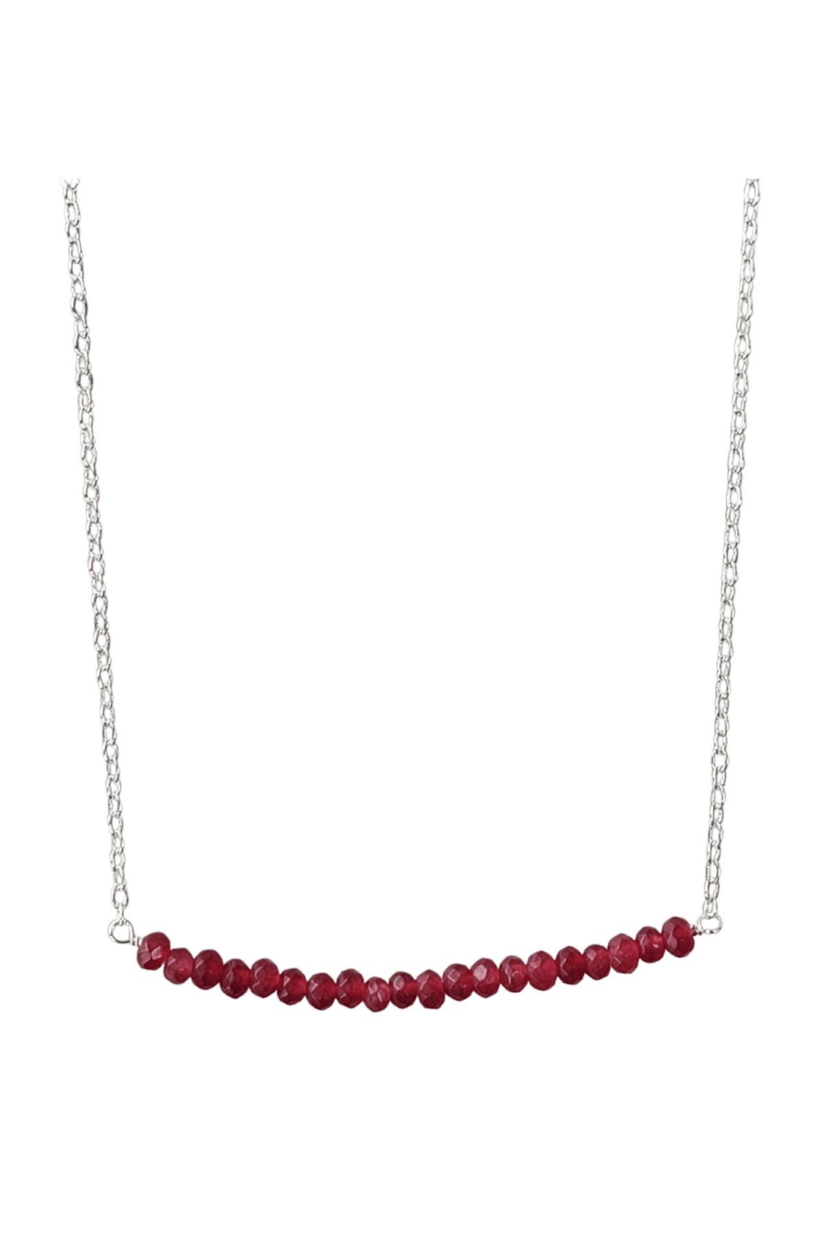 Michelle Bar Necklace In Silver Ruby