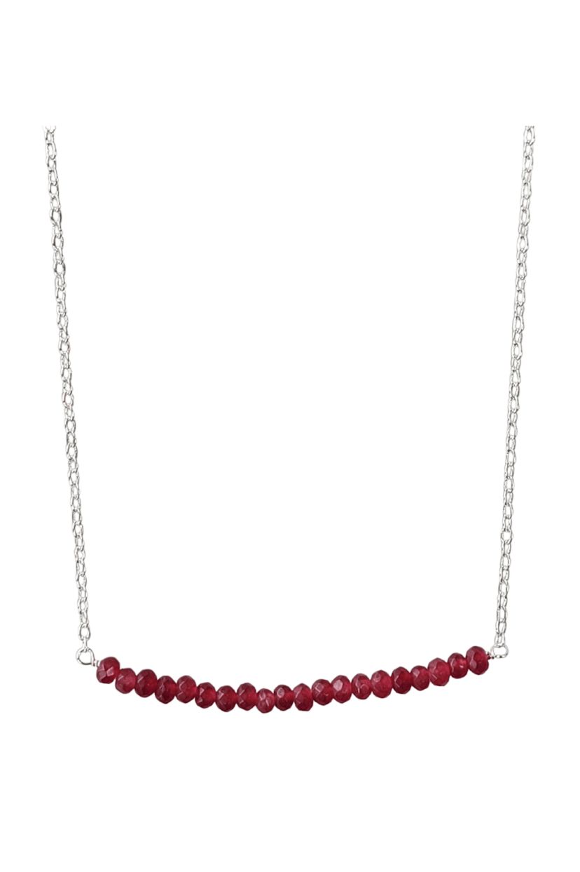 Michelle Bar Necklace In Silver Ruby