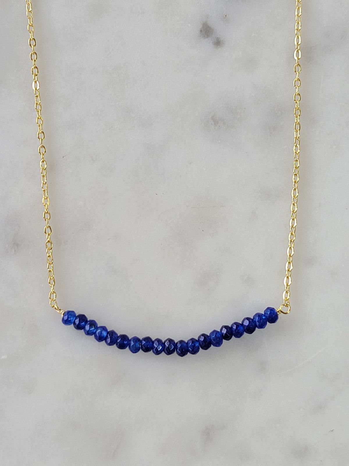 Michelle Bar Necklace In Gold Sapphire
