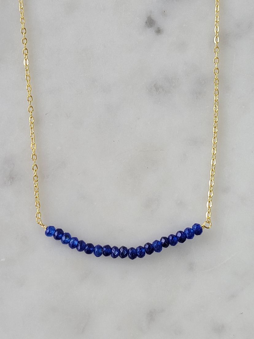 Michelle Bar Necklace In Gold Sapphire