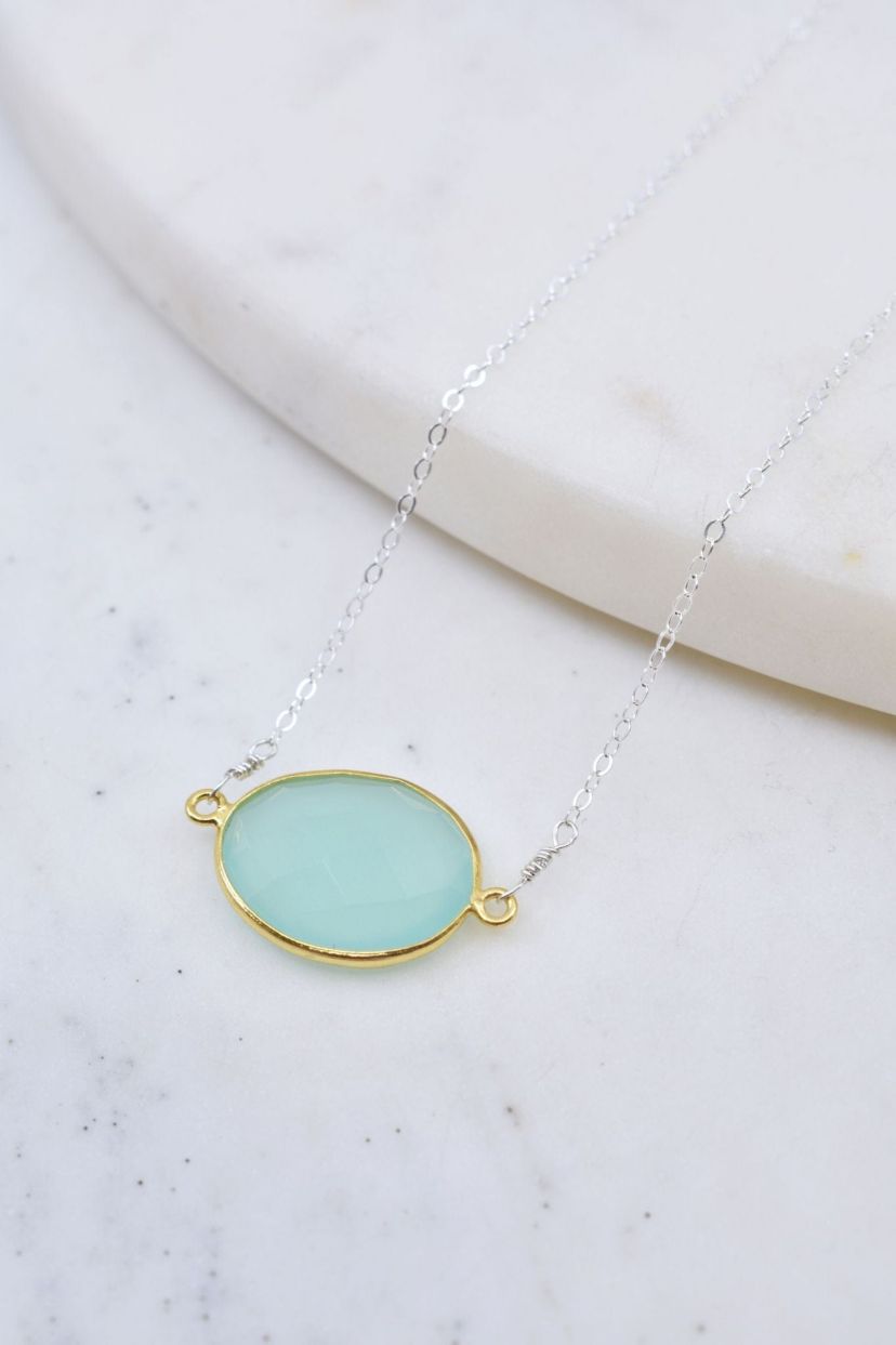 Mrs Parker Demi Fine Necklace In Silver Chalcedony