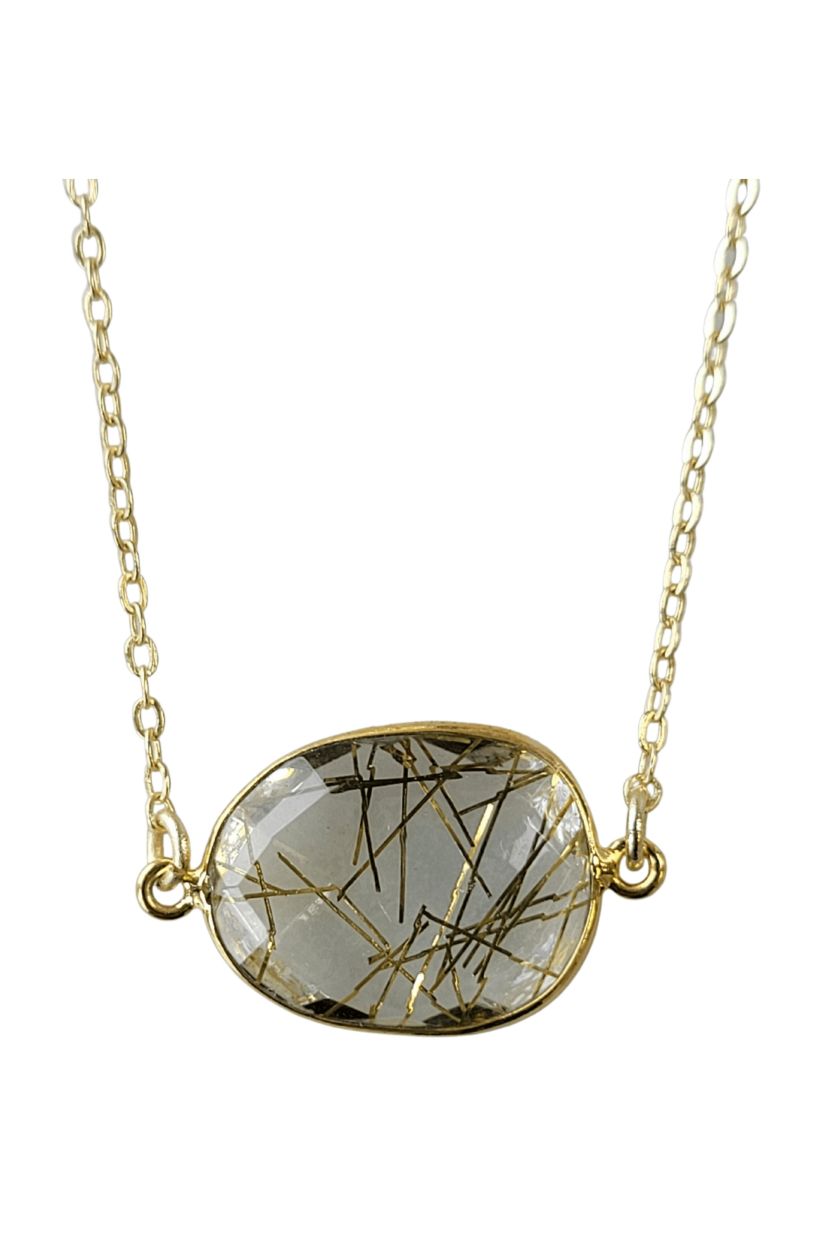 Mrs Parker Necklace In Silver Rutilated Quartz