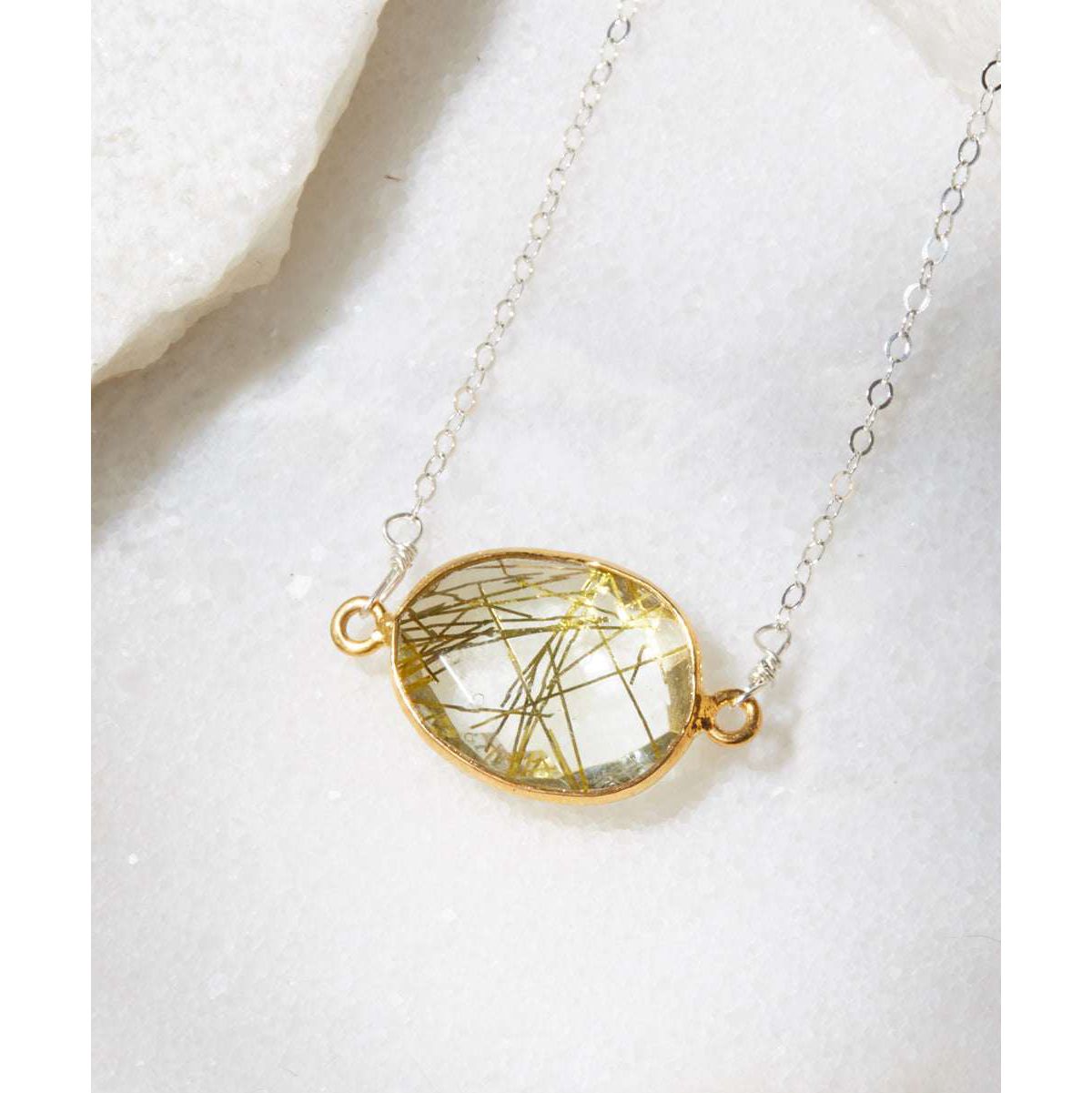 Mrs Parker Necklace In Silver Rutilated Quartz