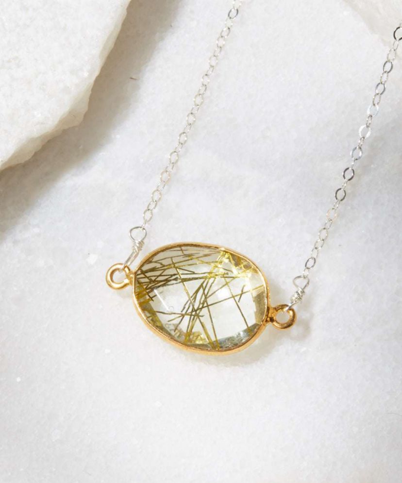 Mrs Parker Necklace In Silver Rutilated Quartz