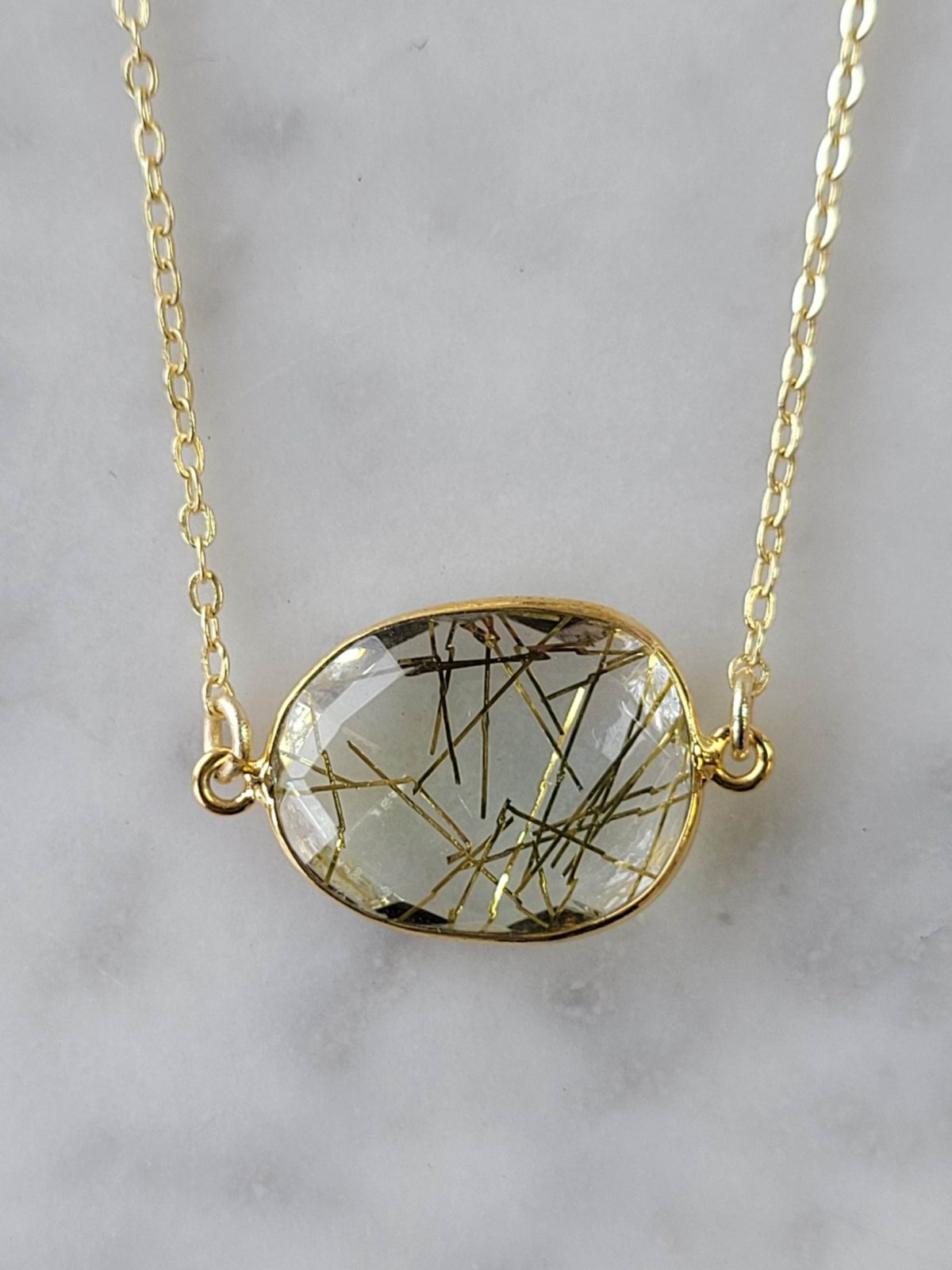 Mrs Parker Necklace In Silver Rutilated Quartz