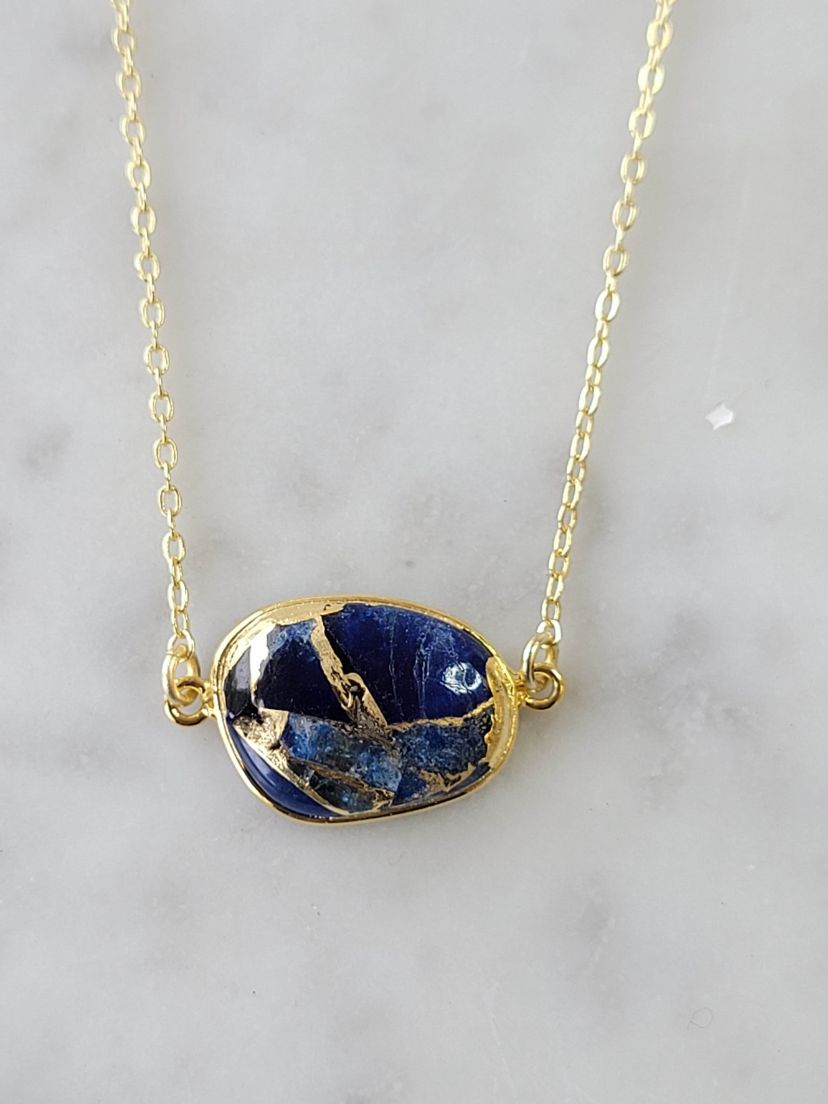 Mrs Parker Necklace In Silver Blue Mojave Copper Turquoise
