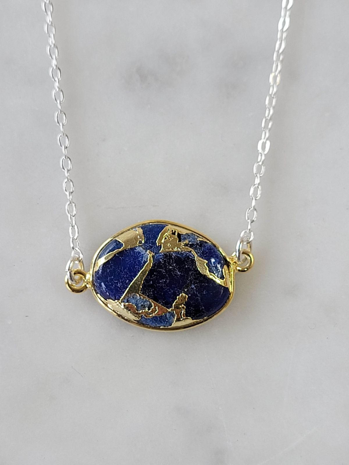 Mrs Parker Necklace In Silver Blue Mojave Copper Turquoise