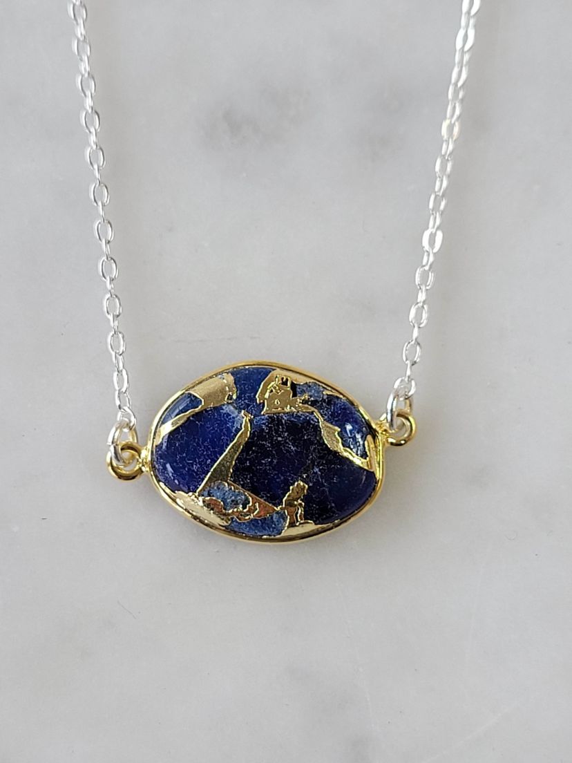 Mrs Parker Necklace In Silver Blue Mojave Copper Turquoise