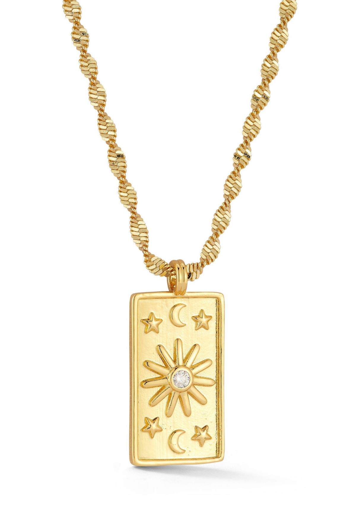 Cubic Zirconia Celestial Tag Necklace