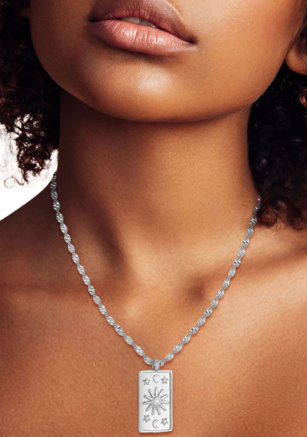 Cubic Zirconia Celestial Tag Necklace