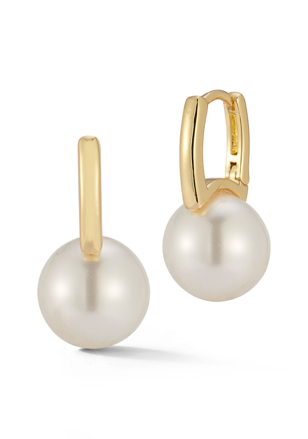 Pearl Station Huggie Hoop Earrings