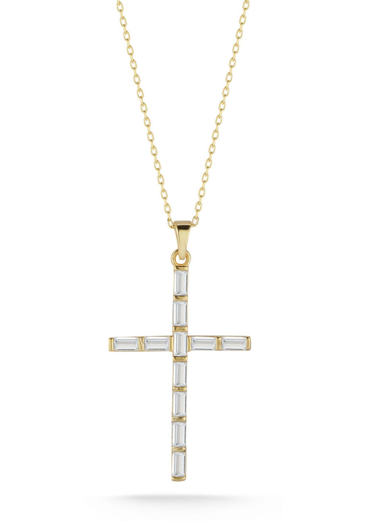 Sterling Silver Cubic Zirconia Cross Pendant Necklace