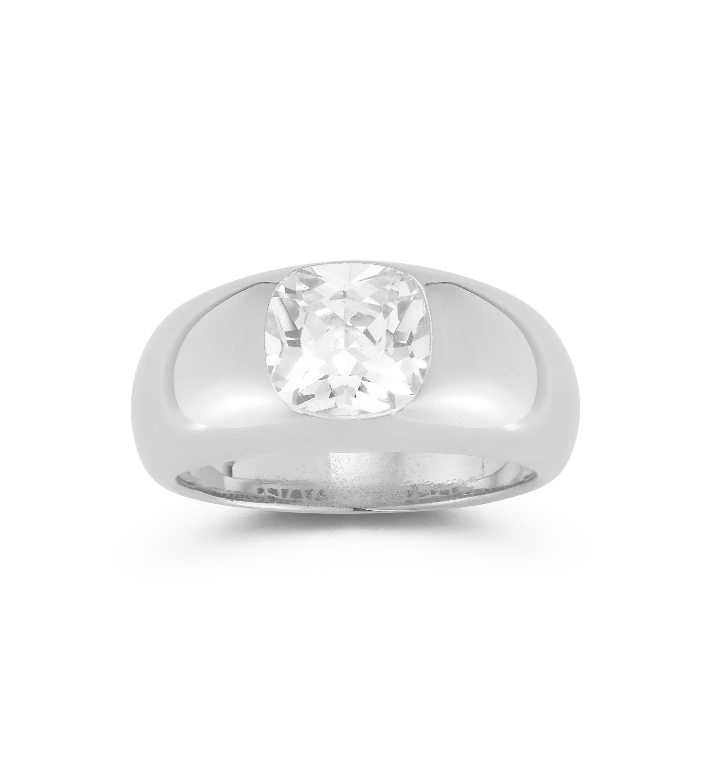Sterling Silver Cubic Zirconia Dome Signet Ring