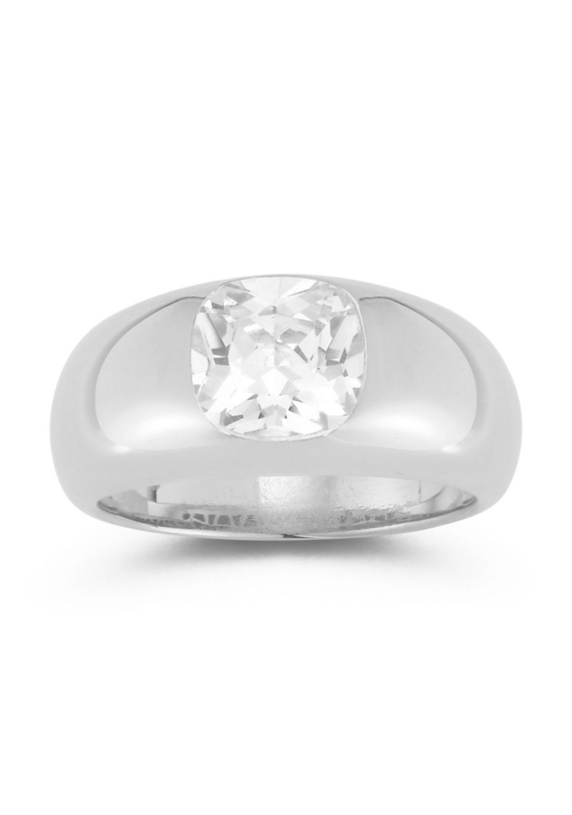 Sterling Silver Cubic Zirconia Dome Signet Ring