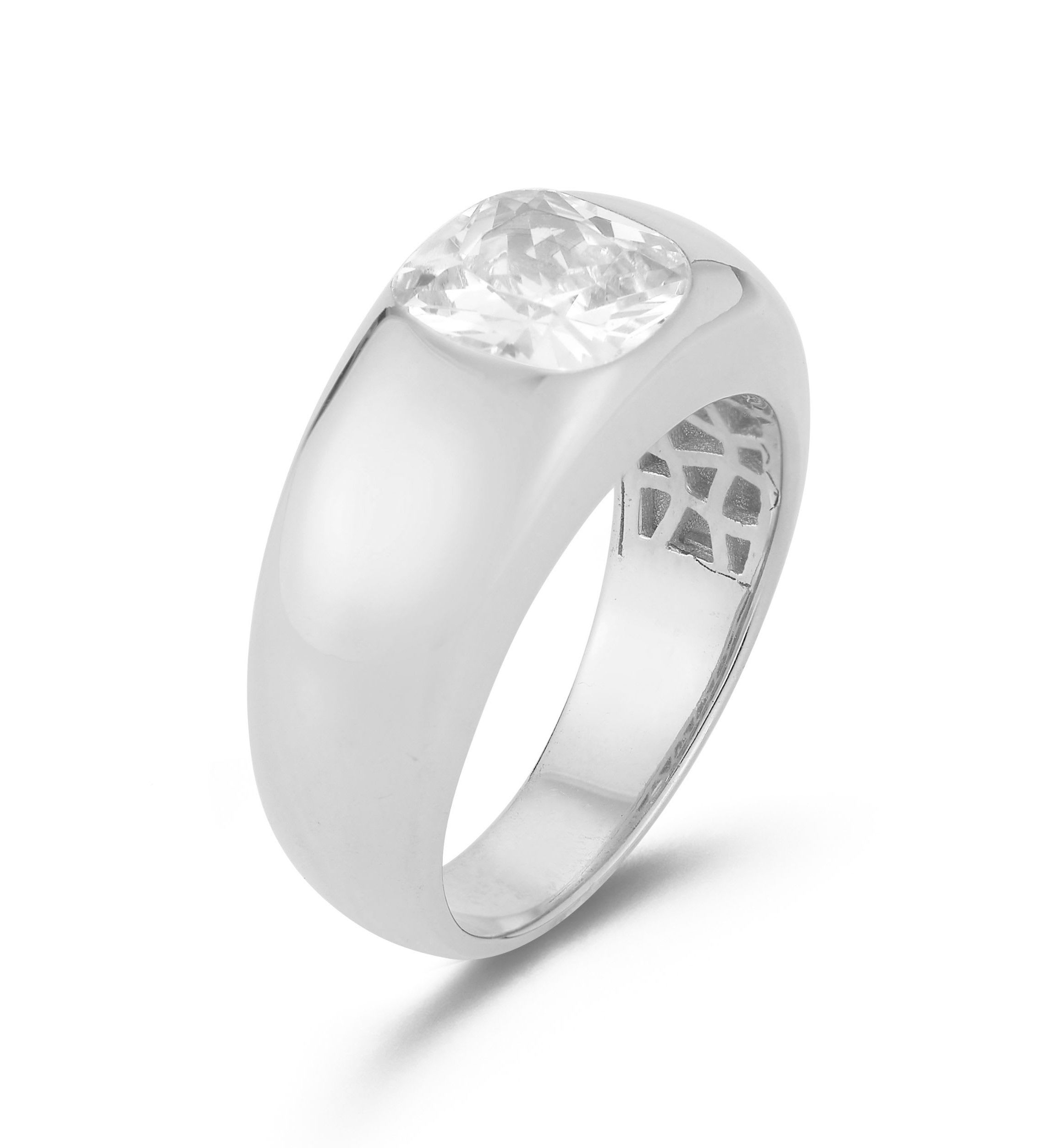 Sterling Silver Cubic Zirconia Dome Signet Ring
