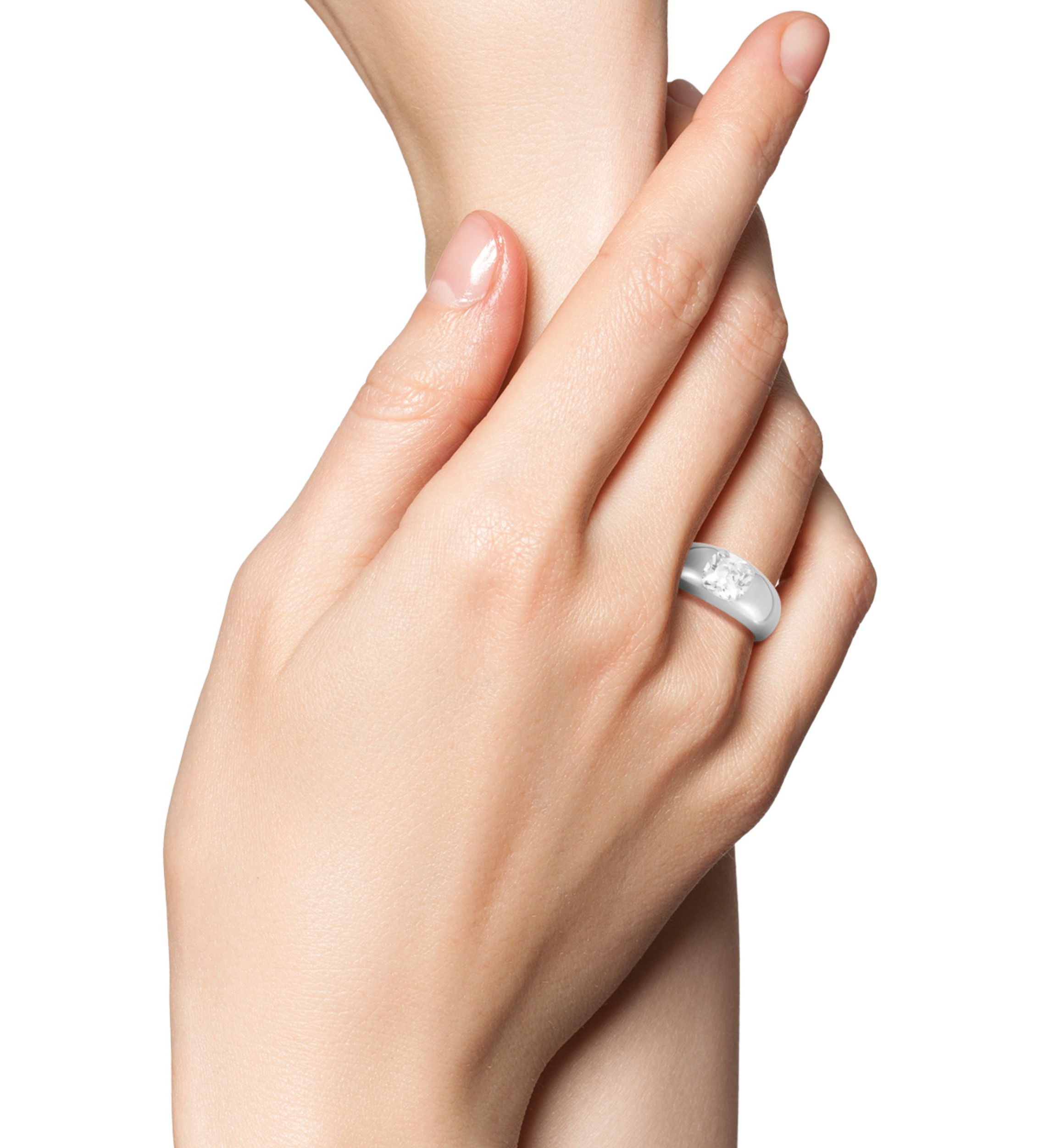 Sterling Silver Cubic Zirconia Dome Signet Ring